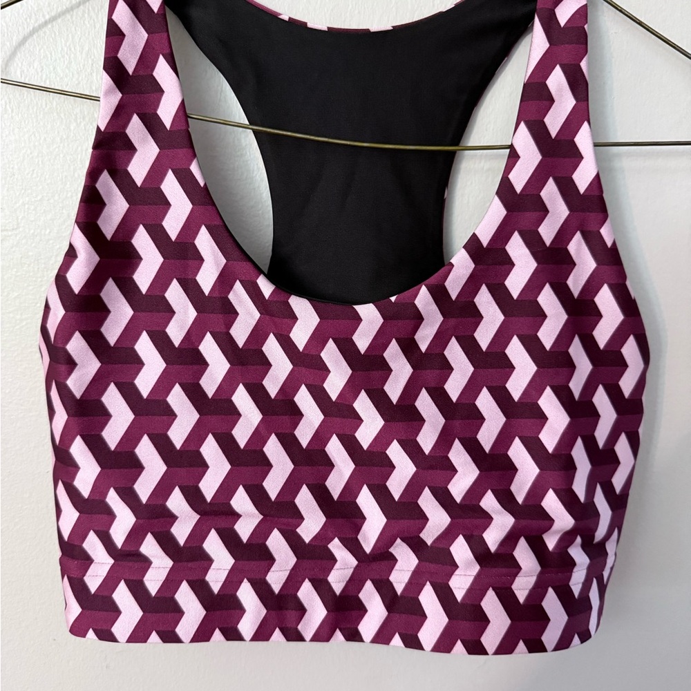 Terez Geometric Pink and Burgundy Sports Bra size Medium